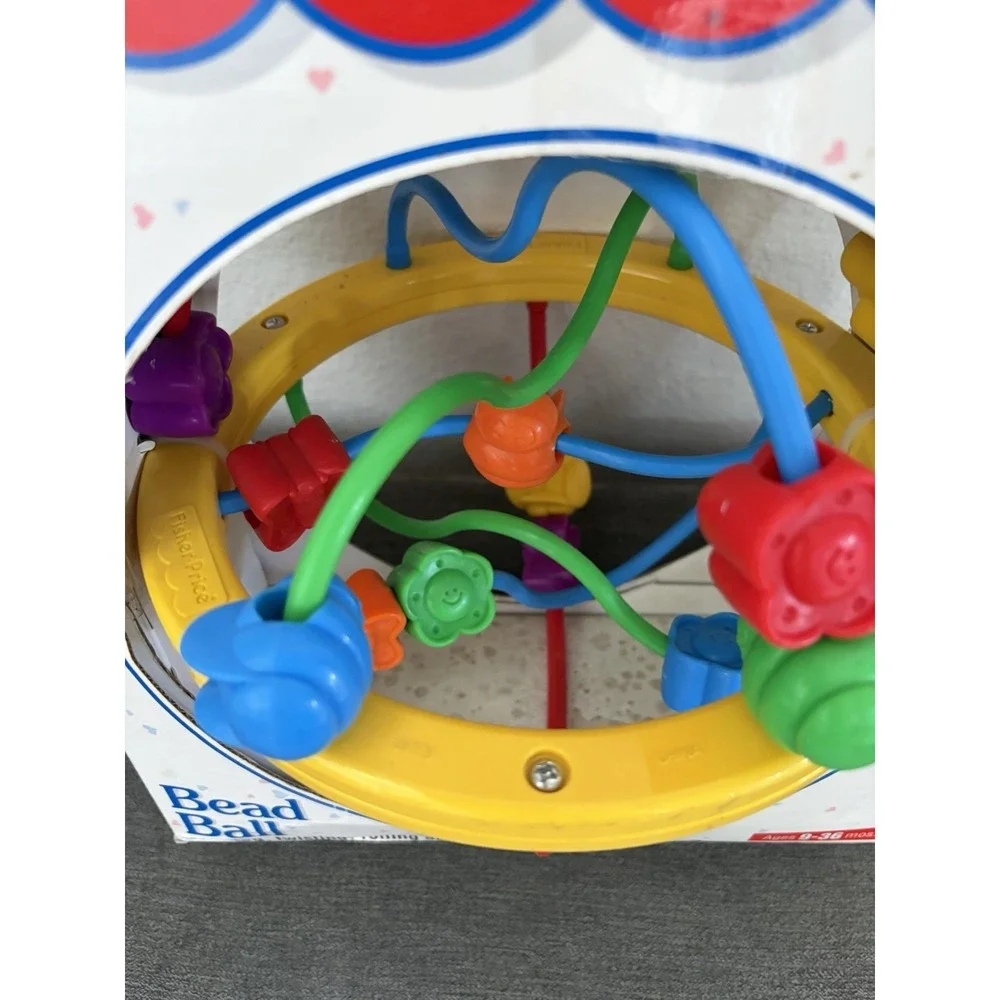 Rare 1995 Fisher Price Bead Ball Maze Baby Toy Colorful Butterfly Developmental